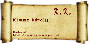 Klausz Károly névjegykártya