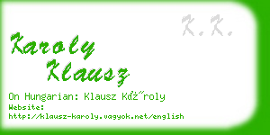 karoly klausz business card